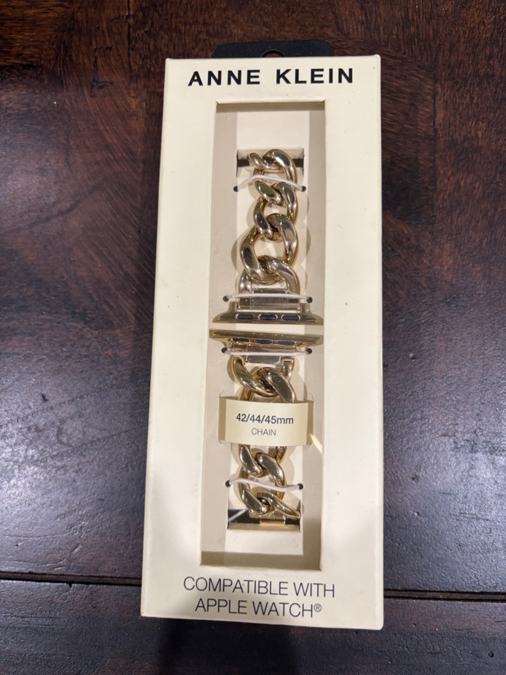 Anne Klein Gold Chain Link Replacement Band for Apple Watch (42/44/45mm)